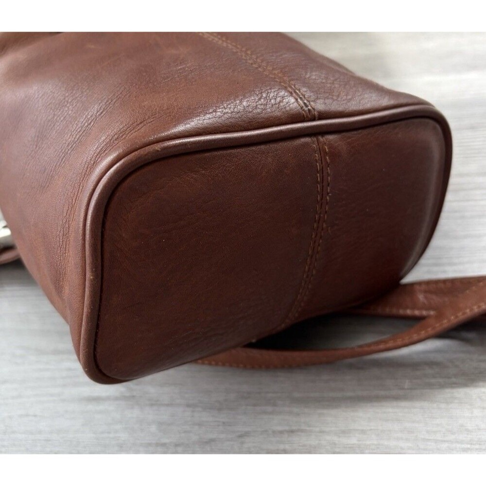 Hobo International Brown Leather Pouch Bag Purse Zip Boho Hippie Festival - Picture 5 of 9